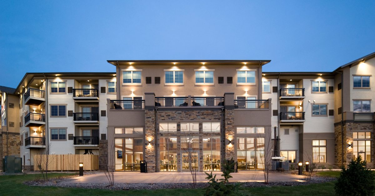 Outdoor courtyard at night